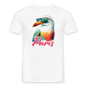 Paris France Holiday Seagull with Sunglasses - Men's T-Shirt - white - Front - AI Model Male 178 dark (178cm)