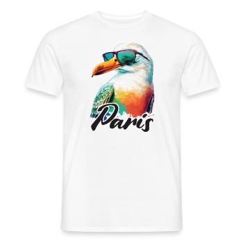 Paris France Holiday Seagull with Sunglasses - Men's T-Shirt - white - Front - AI Model Male 178 dark (178cm)
