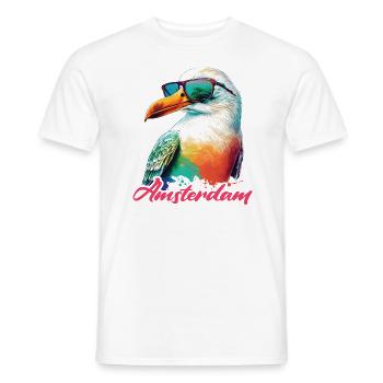 Amsterdam Niederlande Urlaub Möwe mit Sonnenbrille - Männer T-Shirt - Weiß - Vorne - AI Model Male 178 dark (178cm)