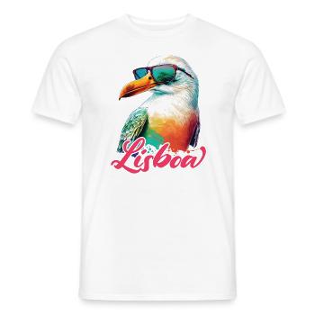 Mouette de vacances Lisboa Portugal avec lunettes de soleil - T-shirt homme - blanc - Devant - AI Model Male 178 dark (178cm)