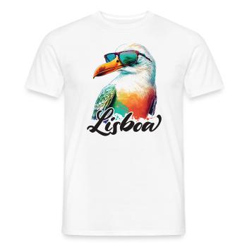 Mouette de vacances Lisboa Portugal avec lunettes de soleil - T-shirt homme - blanc - Devant - AI Model Male 178 dark (178cm)