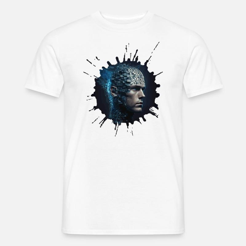 Digitale Evolution - Zukunftsvision Cyber Mensch - Männer T-Shirt - Weiß