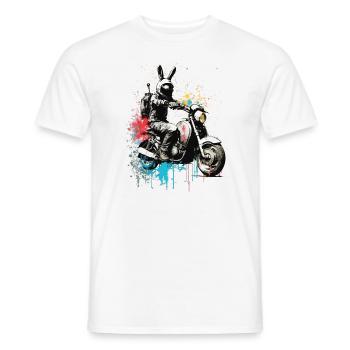 Graffiti lapin sur scooter moto - T-shirt homme - blanc - Devant - AI Model Male 178 dark (178cm)