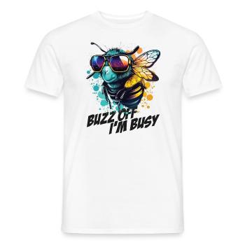 Hummel mit Sonnenbrille Buzz Off I'm Busy - Männer T-Shirt - Weiß - Vorne - AI Model Male 178 dark (178cm)
