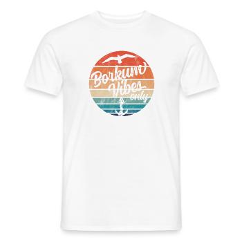 Borkum Vibes Only Vintage Look Seagull Anchor North Sea - T-shirt homme - blanc - Devant - AI Model Male 178 dark (178cm)