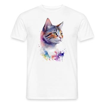 Daisy, die bunte Katze - Männer T-Shirt - Weiß - Vorne - AI Model Male 178 dark (178cm)