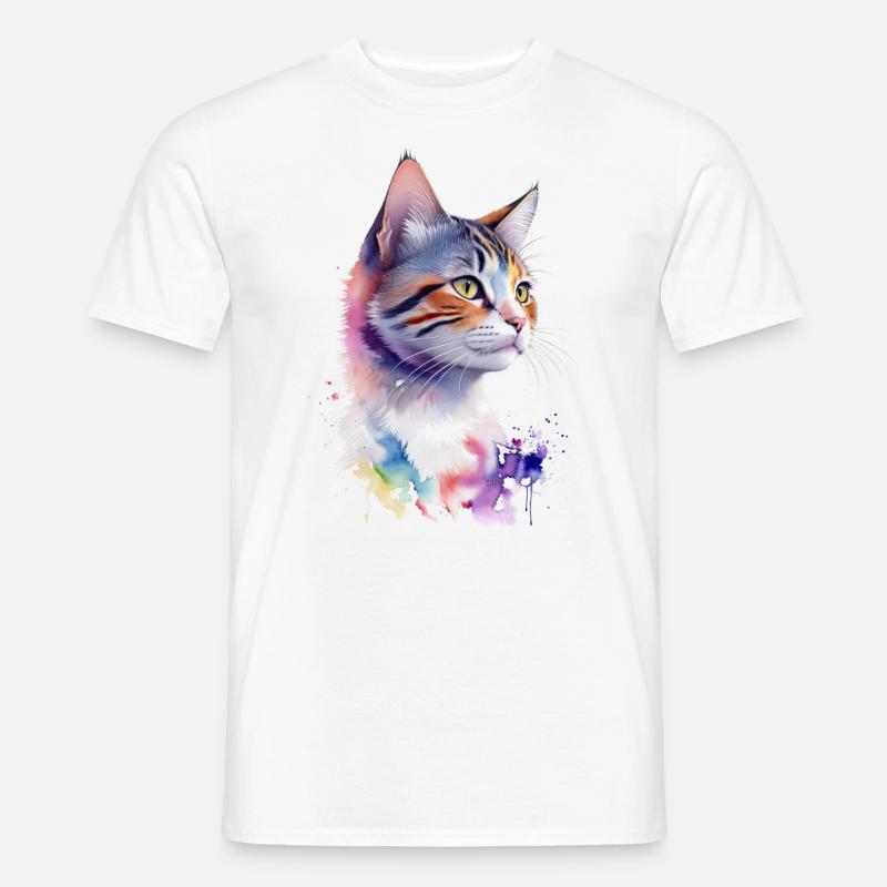 Daisy, die bunte Katze - Männer T-Shirt - Weiß
