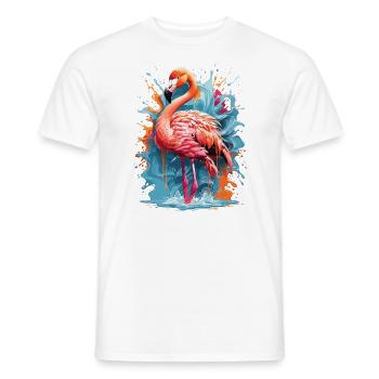 Flamingo Graffiti Water Splash - Men's T-Shirt - white - Front - AI Model Male 178 dark (178cm)