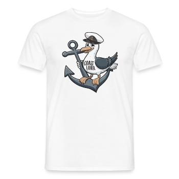 Coast Lover Seagull Möwe Anker Sailor Anchor - Männer T-Shirt - Weiß - Vorne - AI Model Male 178 dark (178cm)