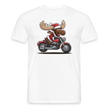 Lustiger Elch Weihnachtsmann fährt Motorrad - Männer T-Shirt - Weiß - Vorne - AI Model Male 178 dark (178cm)