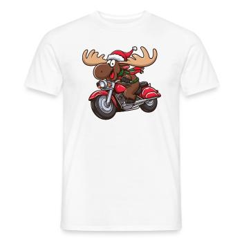 Elch als Weihnachtsmann fährt Motorrad - Männer T-Shirt - Weiß - Vorne - AI Model Male 178 dark (178cm)