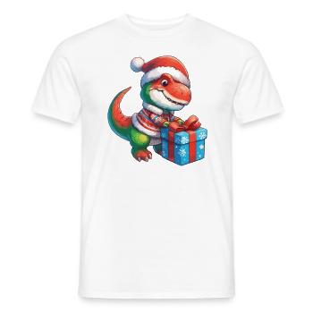 T-Rex Dino Kind Geschenk auspacken - Männer T-Shirt - Weiß - Vorne - AI Model Male 178 dark (178cm)