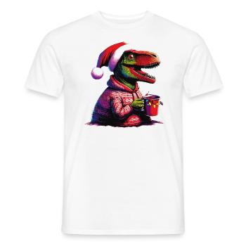 Dino drinks mulled wine - Men's T-Shirt - white - Front - AI Model Male 178 dark (178cm)