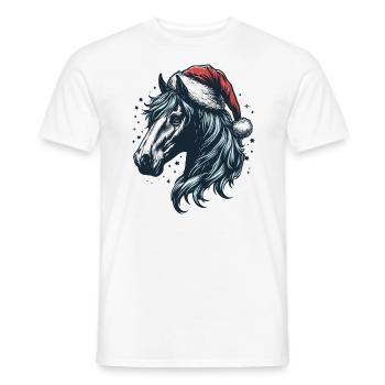 Tête de cheval avec chapeau de père Noël - T-shirt homme - blanc - Devant - AI Model Male 178 dark (178cm)