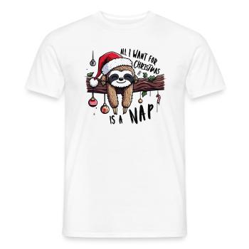 Sloth All I want for Christmas is a nap - Men's T-Shirt - white - Front - AI Model Male 178 dark (178cm)