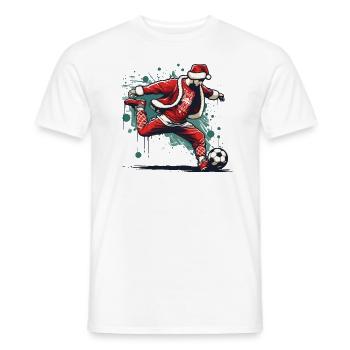 Père Noël Soccer Noël Joueur de Football - T-shirt homme - blanc - Devant - AI Model Male 178 dark (178cm)