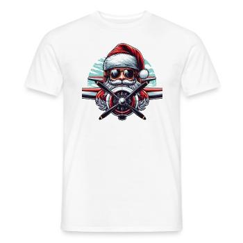 Pilot Santa Clause Flying Christmas Flugzeug - Männer T-Shirt - Weiß - Vorne - AI Model Male 178 dark (178cm)