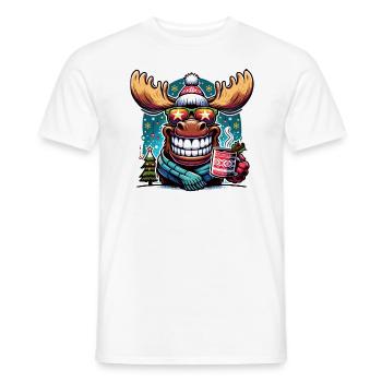 Boisson au vin chaud de Noël de renne d’orignal - T-shirt homme - blanc - Devant - AI Model Male 178 dark (178cm)