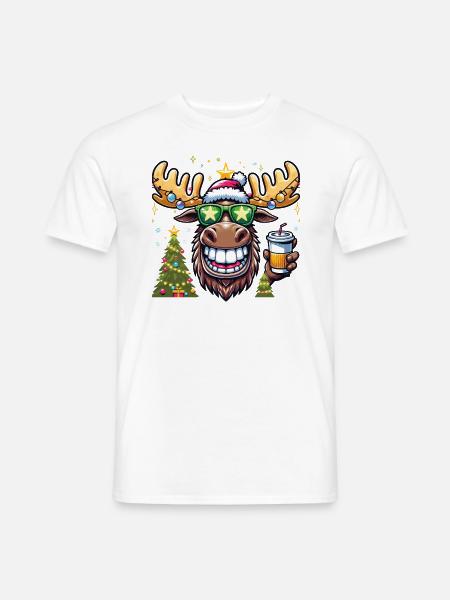 Elch Rentier Weihnachten Coffee To Go - Männer T-Shirt - Weiß