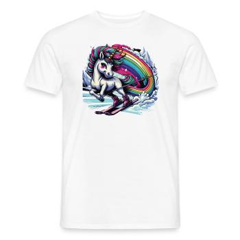 Ski Einhorn Ski Unicorn Arc-en-ciel Winter Magic - T-shirt homme - blanc - Devant - AI Model Male 178 dark (178cm)