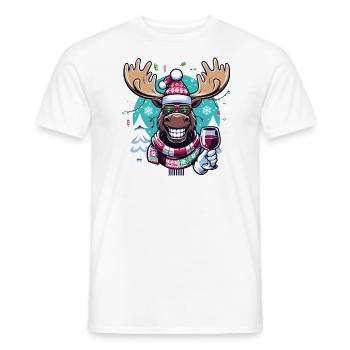 Vin de Noël de renne d’orignal - T-shirt homme - blanc - Devant - AI Model Male 178 dark (178cm)