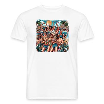 Sommerspaß am Strand von Mallorca - Männer T-Shirt - Weiß - Vorne - AI Model Male 178 dark (178cm)