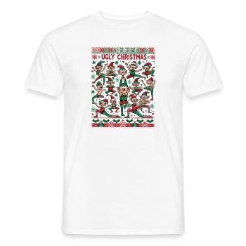 Elfen tanzen Yoga Ugly Christmas Sweater - Männer T-Shirt - Weiß - Vorne - AI Model Male 178 dark (178cm)