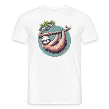 Relaxed sloth serenity at tree - Men's T-Shirt - white - Front - AI Model Male 178 dark (178cm)