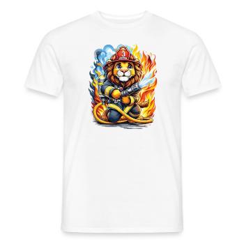 Lion, Pompier, Pompier, Flammes, Héros - T-shirt homme - blanc - Devant - AI Model Male 178 dark (178cm)