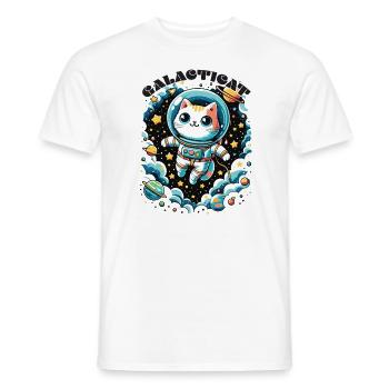 Galacticat Kitten Astronaut Space Cat - Men's T-Shirt - white - Front - AI Model Male 178 dark (178cm)
