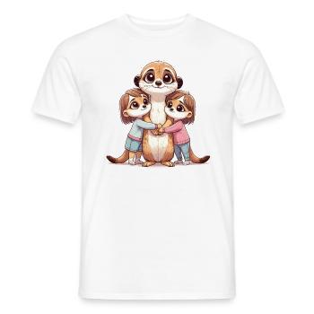 Meerkat Family Mom and Kids Hug Love - Men's T-Shirt - white - Front - AI Model Male 178 dark (178cm)