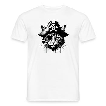 Pirate Cat Cat Pirate Graffiti Street Art Style - Men's T-Shirt - white - Front - AI Model Male 178 dark (178cm)