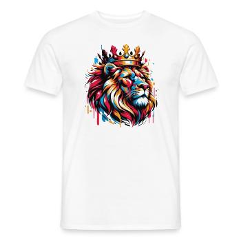 Bunter König Löwe Graffiti Streetart Style - Männer T-Shirt - Weiß - Vorne - AI Model Male 178 dark (178cm)