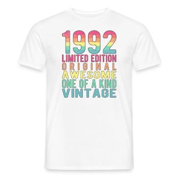 Edition limitée depuis 1992 Anniversaire Millésime 1992 - T-shirt homme - blanc - Devant - AI Model Male 178 dark (178cm)