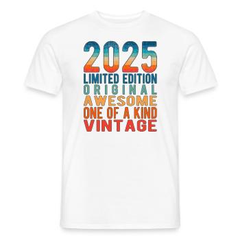 Edition limitée depuis 2025 Anniversaire Millésime 2025 - T-shirt homme - blanc - Devant - AI Model Male 178 dark (178cm)