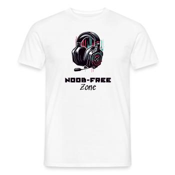 Noob Free Zone Gamer Sprüche Shirt - Männer T-Shirt - Weiß - Vorne - AI Model Male 178 dark (178cm)