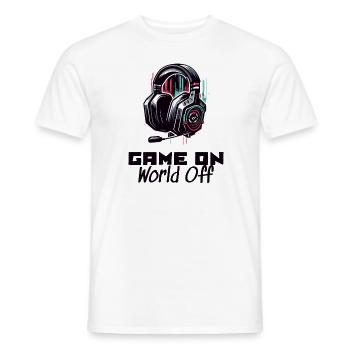 Game On World Off Gamer T-Shirt - Männer T-Shirt - Weiß - Vorne - AI Model Male 178 dark (178cm)