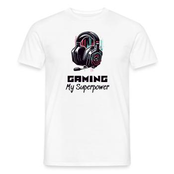 Gaming My Superpower Shirt Street Art Style - Männer T-Shirt - Weiß - Vorne - AI Model Male 178 dark (178cm)