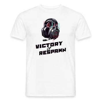 Victory or Respawn Gaming Sprüche Shirt - Männer T-Shirt - Weiß - Vorne - AI Model Male 178 dark (178cm)