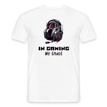 Chemise E-Sport Gamer In Gaming en qui nous avons confiance - T-shirt homme - blanc - Devant - AI Model Male 178 dark (178cm)