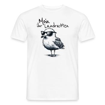 Moin ihr Landratten Lustiger Möwe Spruch - Männer T-Shirt - Weiß - Vorne - AI Model Male 178 dark (178cm)