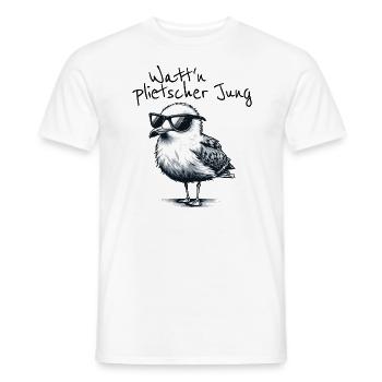 Watt’n plietscher Jung Norddeutsche Möwe Spruch - T-shirt homme - blanc - Devant - AI Model Male 178 dark (178cm)