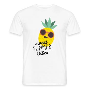 Pineapple with saying sweet summer vibes - Men's T-Shirt - white - Front - AI Model Male 178 dark (178cm)