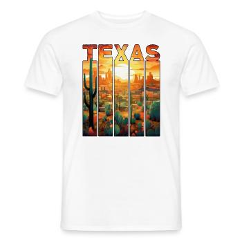 Texas Motif Tourist Desert City Sunset - Men's T-Shirt - white - Front - AI Model Male 178 dark (178cm)