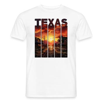 Texas Motif Old Western Town coucher de soleil - T-shirt homme - blanc - Devant - AI Model Male 178 dark (178cm)