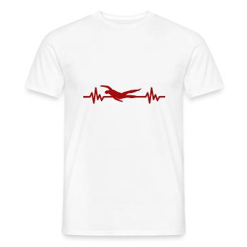 Heartbeat Swimmer - Diver Water Sports Athlete - Men's T-Shirt - white - Front - AI Model Male 178 dark (178cm)