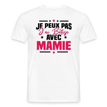 Je peux pas j'ai bêtise avec mamie - T-shirt homme - blanc - Devant - AI Model Male 178 dark (178cm)