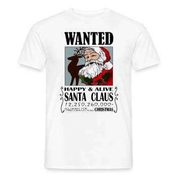 Wanted Santa Claus_Weihnachtsmann - Männer T-Shirt - Weiß - Vorne - AI Model Male 178 dark (178cm)