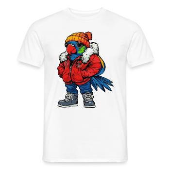 Papagai Lustig Winter - Männer T-Shirt - Weiß - Vorne - AI Model Male 178 dark (178cm)