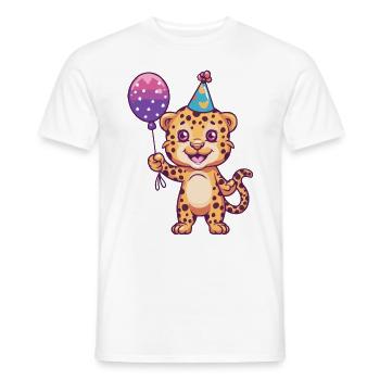 Leopard Geburtstag Comic - Männer T-Shirt - Weiß - Vorne - AI Model Male 178 dark (178cm)